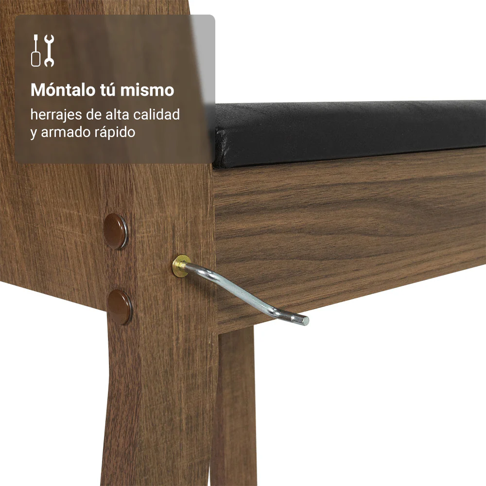Juego de Comedor Mesa Tapa de Vidrio 4 Sillas Marrón/Sintético Negro Kiara Madesa - Image 6