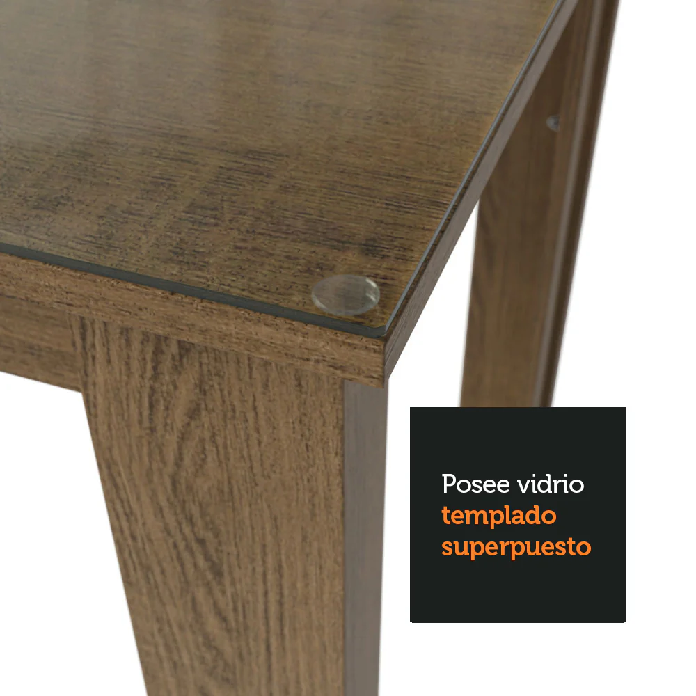 Juego de Comedor Mesa Tapa de Vidrio 4 Sillas Marrón/Sintético Negro Kiara Madesa - Image 8