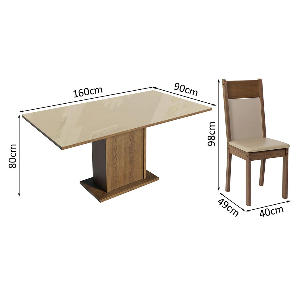 Juego de Comedor Mesa Tapa de Vidrio 6 Sillas Crema/Marrón/Beige Francine Madesa - Image 2