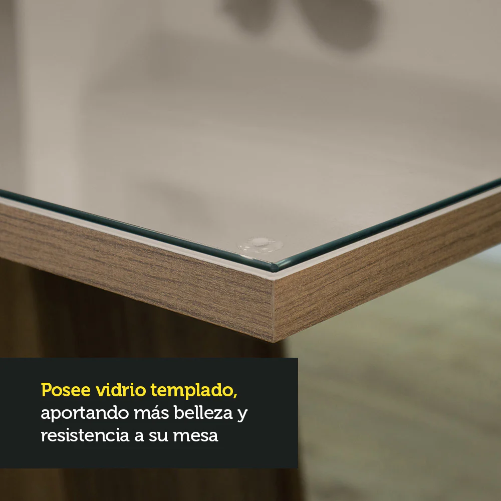 Juego de Comedor Mesa Tapa de Vidrio 6 Sillas Crema/Marrón/Beige Francine Madesa - Image 6