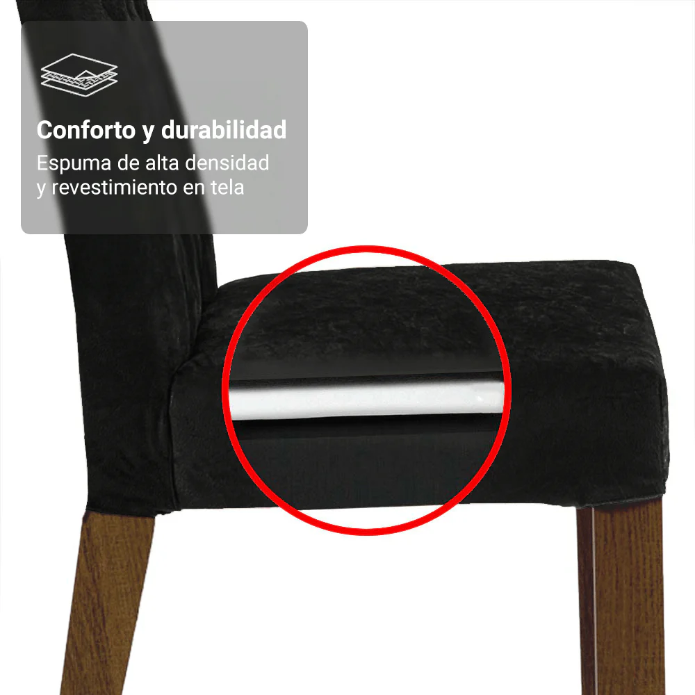 Juego de Comedor Mesada de Madera 4 Sillas Cannes Marrón/Negro/Oxford - Image 5