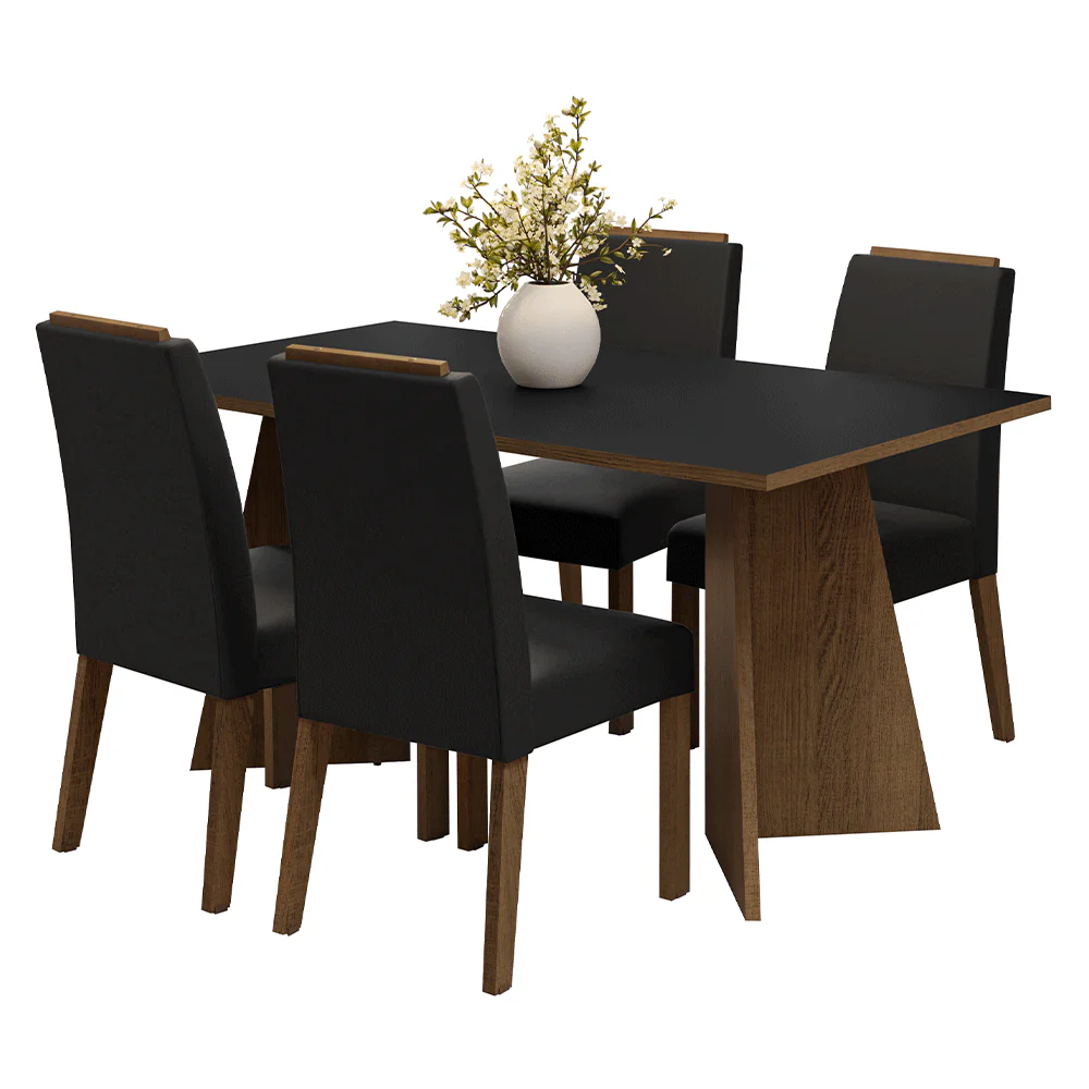 Juego de Comedor Mesada de Madera 4 Sillas Évora Marrón/Negro/Oxford - Image 3