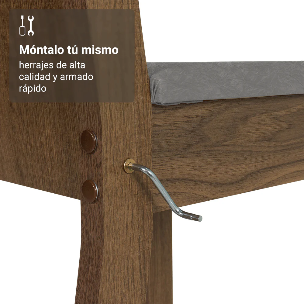 Juego de Comedor Mesada de Madera 4 Sillas Luana Marrón/Silver - Image 6