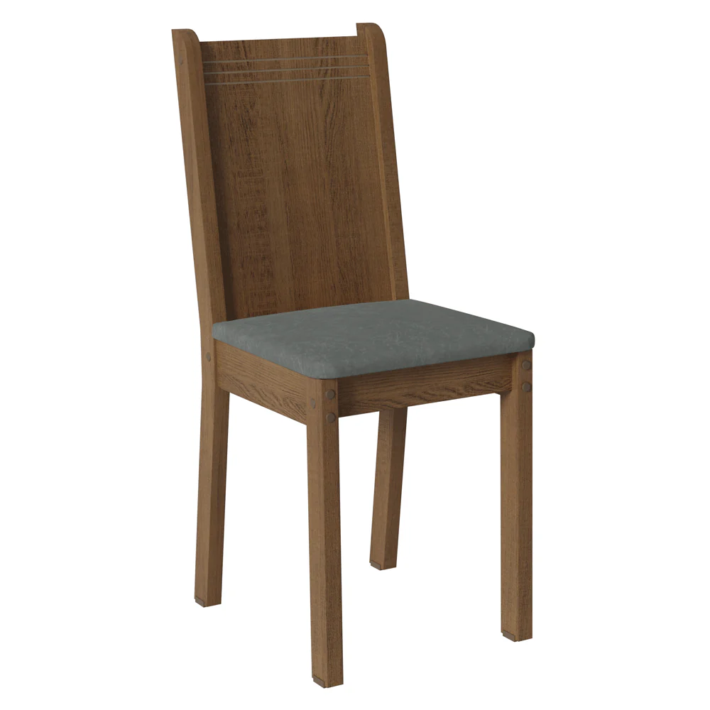 Juego de Comedor Mesada de Madera 4 Sillas Luana Marrón/Silver - Image 9