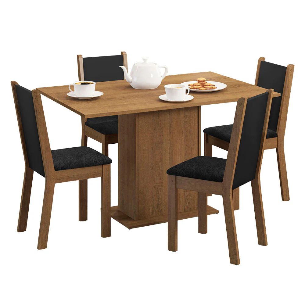 Juego de Comedor Mesada de Madera 4 Sillas Talita Marrón/Negro/Oxford - Image 3