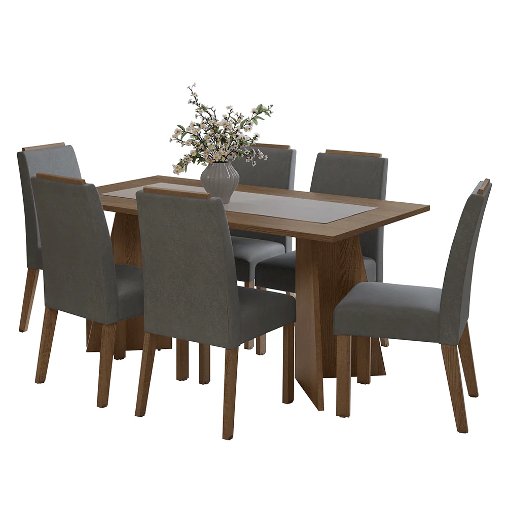 Juego de Comedor Mesada de Madera 6 Sillas Soho Marrón/Silver - Image 3