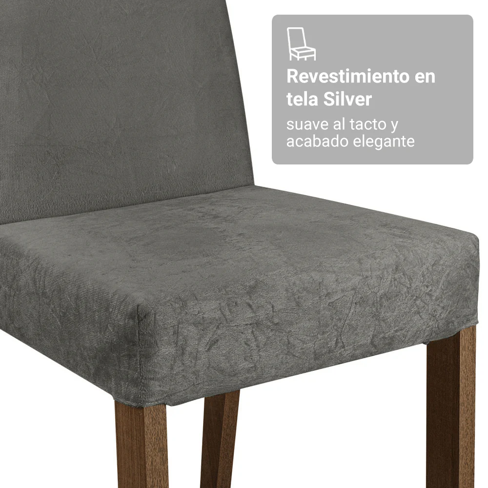 Juego de Comedor Mesada de Madera 6 Sillas Soho Marrón/Silver - Image 9