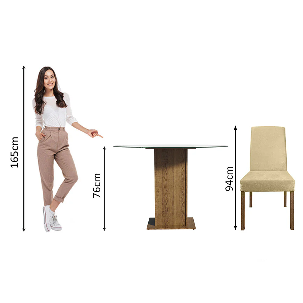 Juego de Comedor Mesada de Vidrio Redonda 4 Sillas Mile Marrón/Imperial - Image 5