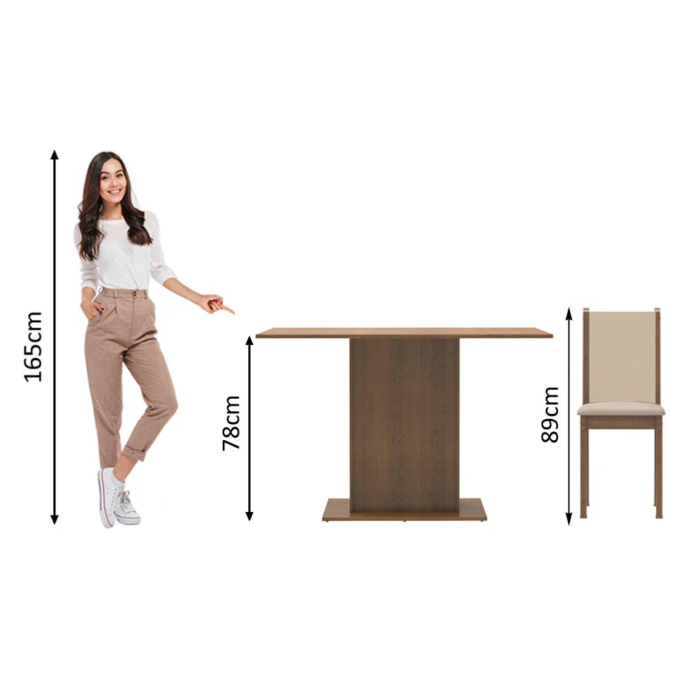 Juego de Comedor Talita Con 4 Sillas Marrón/Crema - Image 4