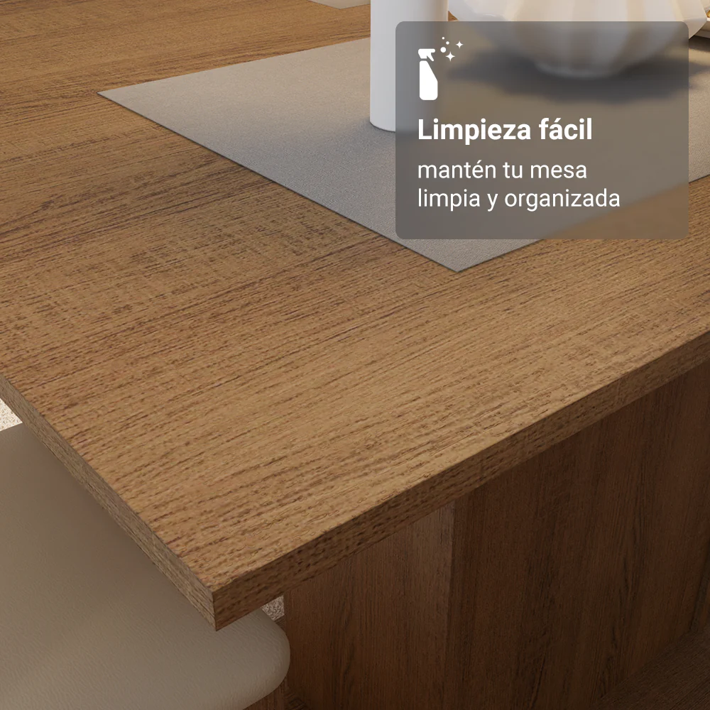 Juego de Comedor Talita Con 4 Sillas Marrón/Crema - Image 7