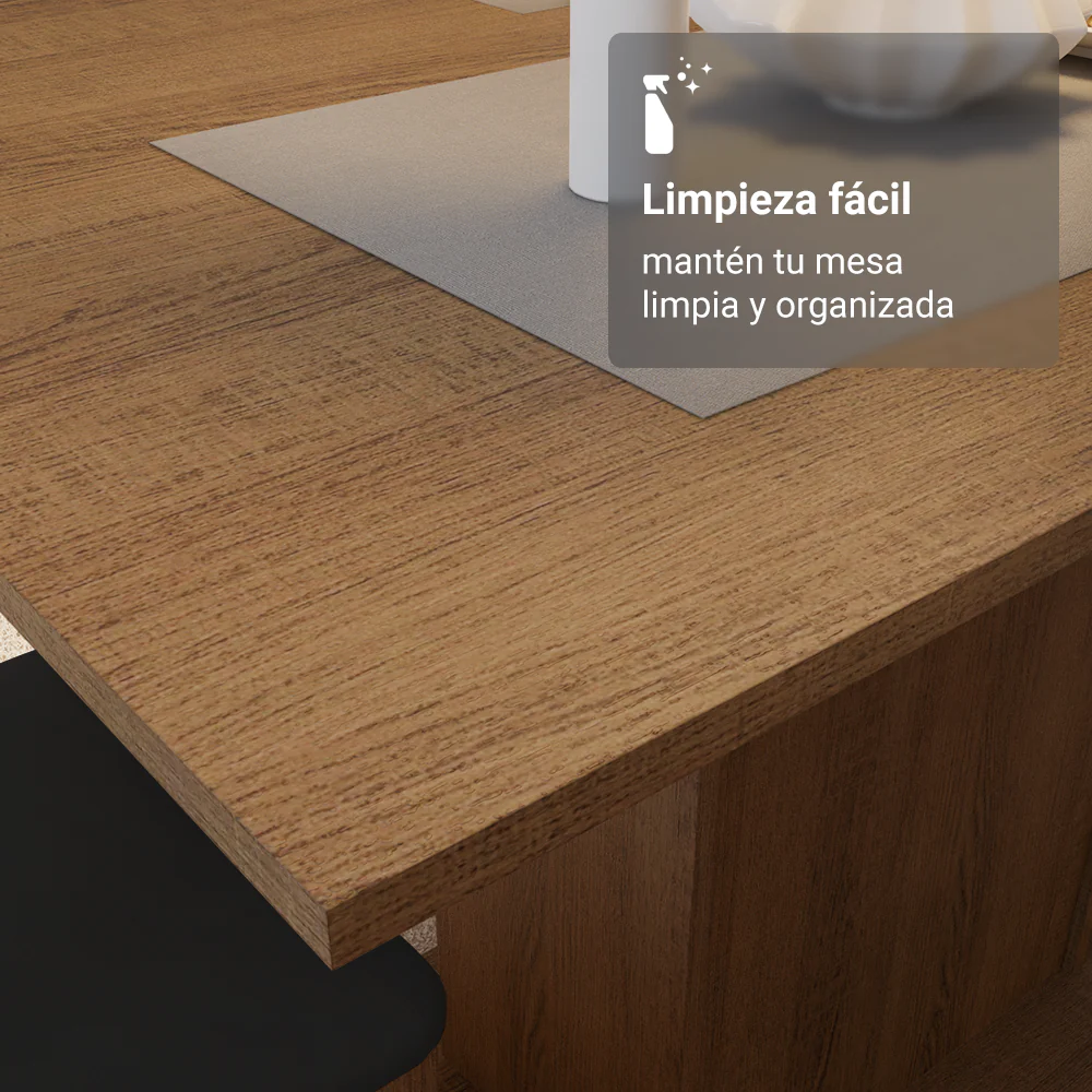 Juego de Comedor Talita Mesa Tapa de Madera 4 Sillas Marrón/Negro - Image 7