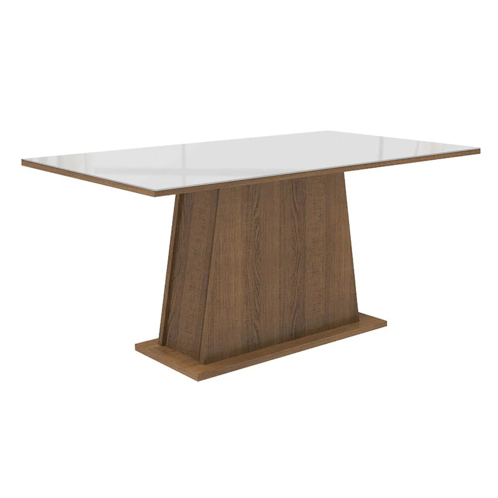 Juego de Comedor Tapa de Vidrio 6 Sillas Marrón/Blanco/Imperial Tulipa Madesa - Image 6