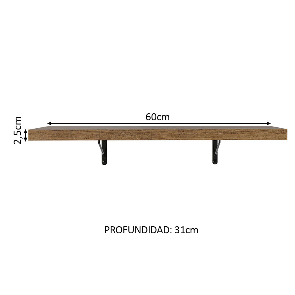 Kit 2 Estantes de Cocina Flotantes 60 cm Marrón Madesa - Image 3