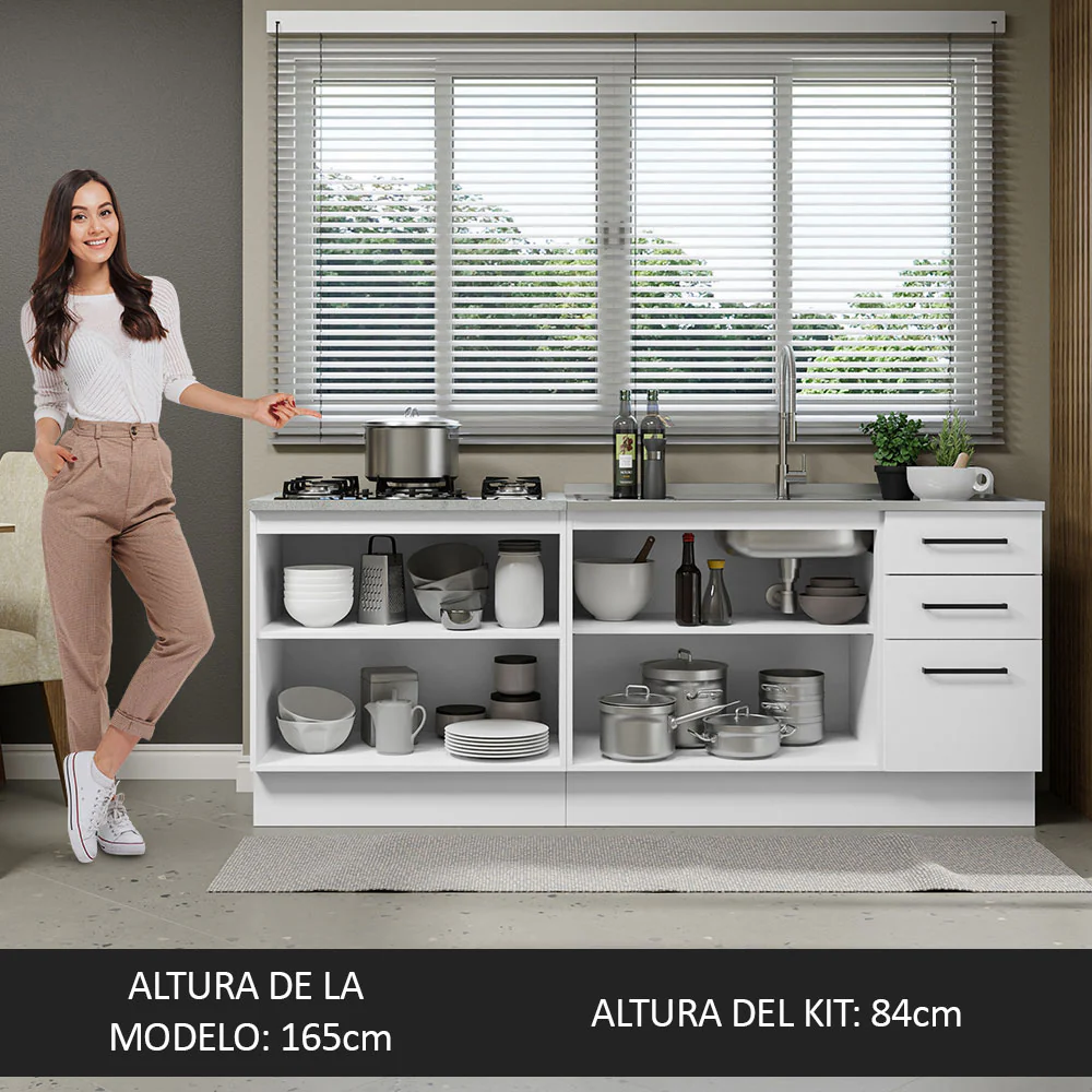 Kit 2 Bajo Mesada de Cocina Madesa Agata (Sin Tapa y Bacha de acero inoxidable) - Image 4