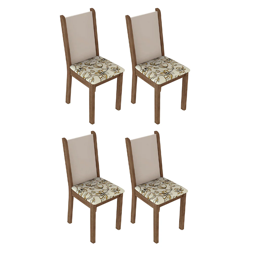 Kit 4 Sillas De Comedor 4291 Marrón/Crema/Lily Beige - Image 3