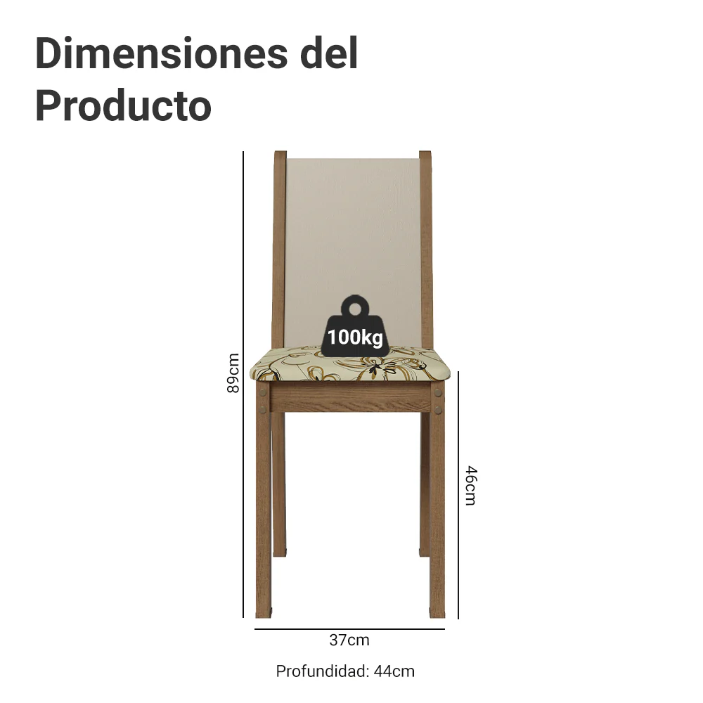 Kit 6 Sillas de Comedor 4291 Marrón/Crema/Lily Beige - Image 2