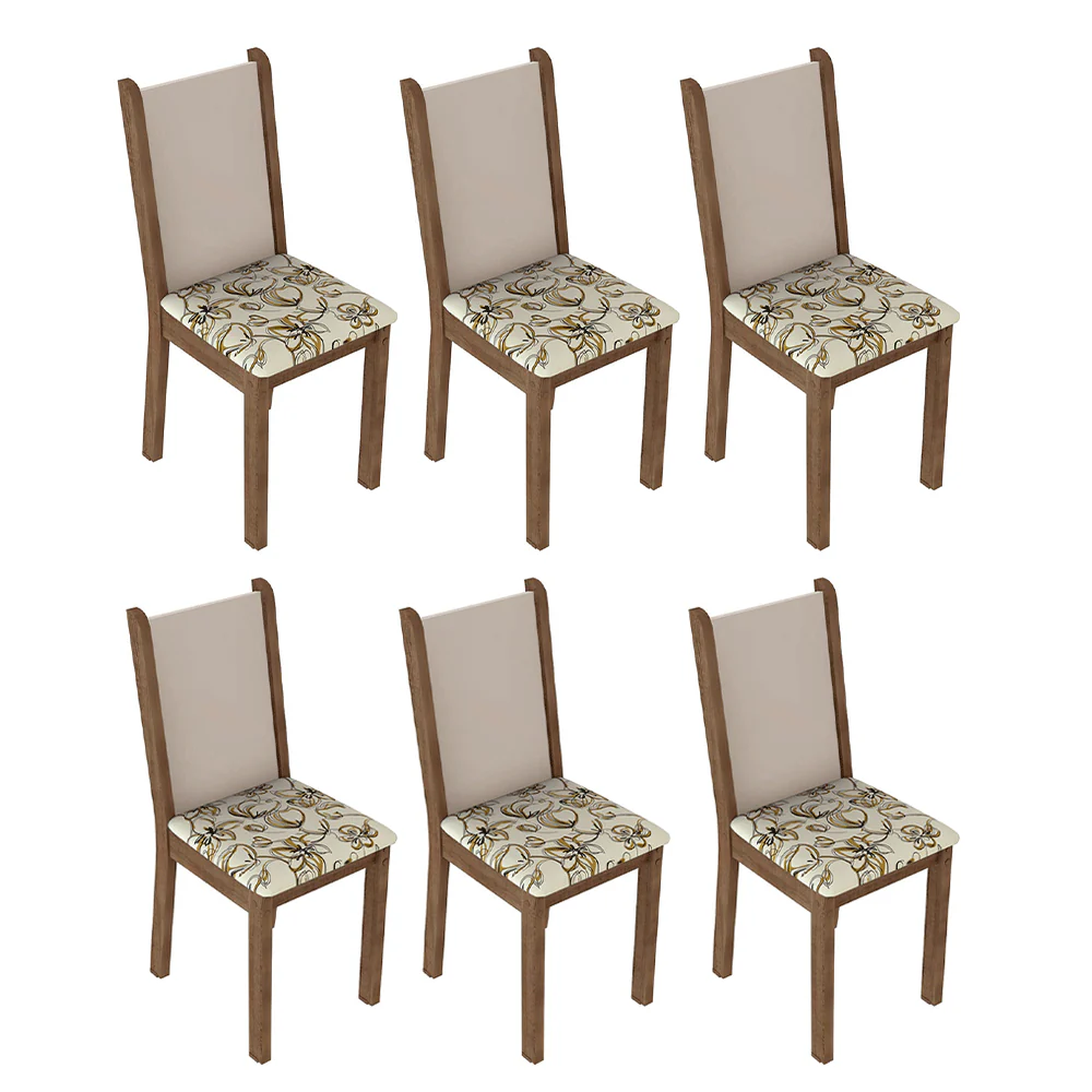 Kit 6 Sillas de Comedor 4291 Marrón/Crema/Lily Beige - Image 3