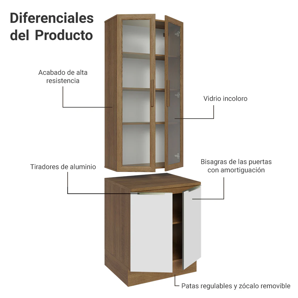 Kit Bajo Mesada con Cristalero 70 cm Madesa Veludo Lux 70cm MB - Image 5