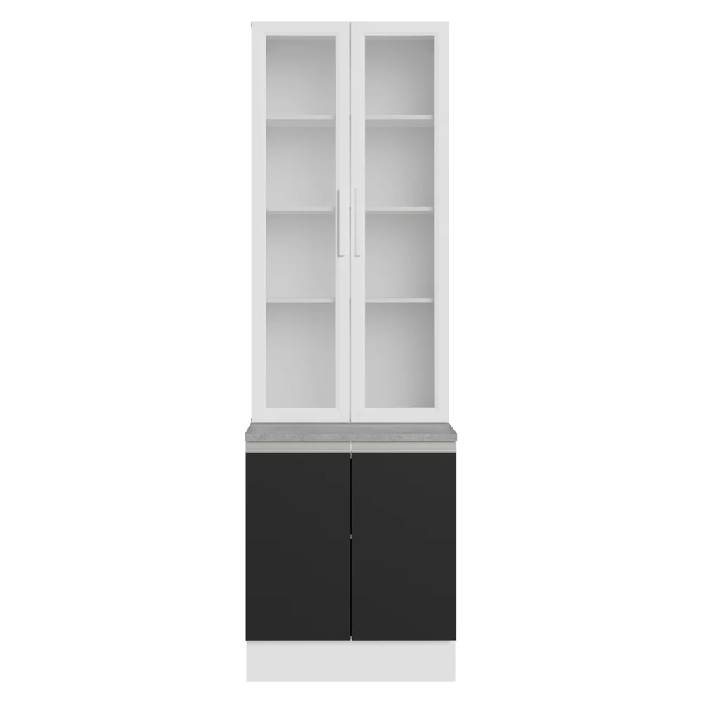 Kit Bajo Mesada + Cristalero 70cm Blanco/Negro Glamy Madesa 02 - Image 9
