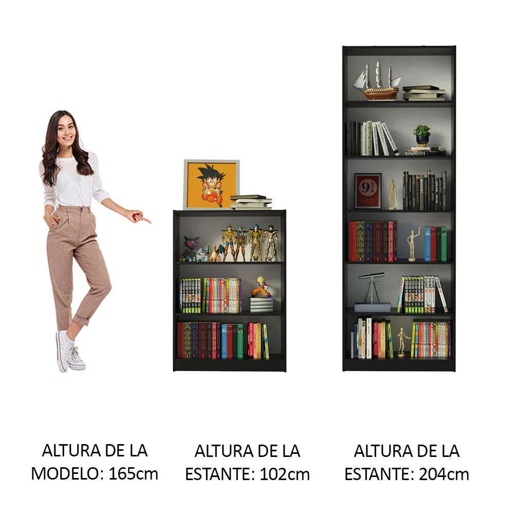 Kit Biblioteca Madesa Estante Librero 6908 + Estante Librero 6907 Negro - Image 4
