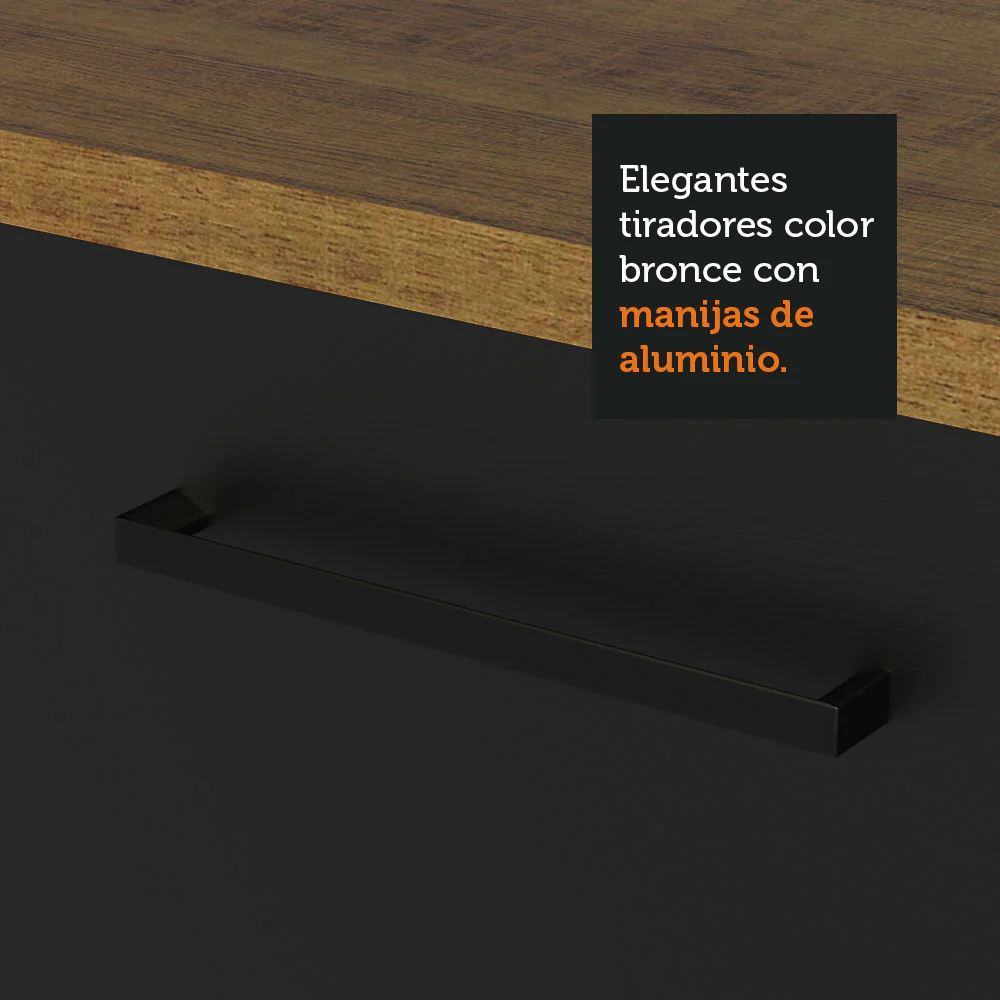 Kit con 2 Bajo mesada e 2 Alacena Multiuso 200cm Marrón/Negro Agata Madesa - Image 6