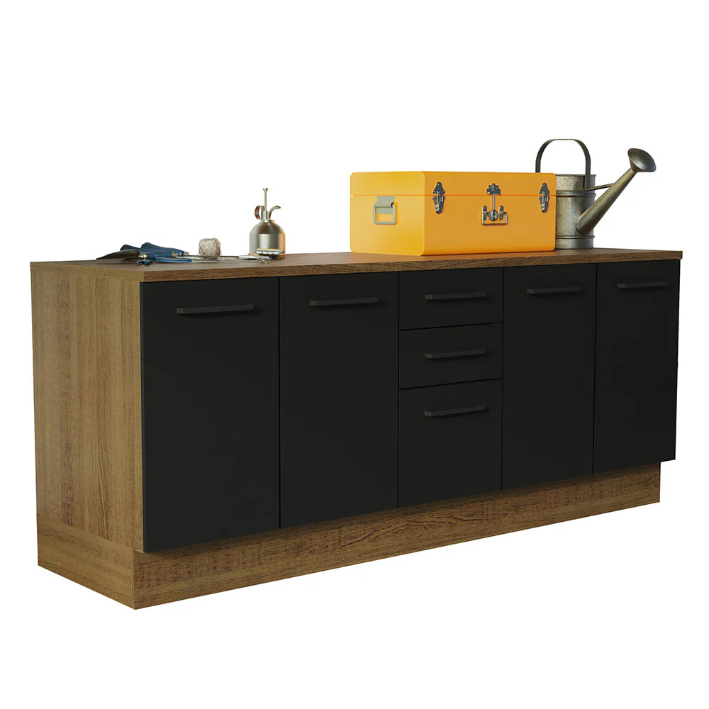 Kit con 2 Bajo mesada Multiuso 4 Puertas 3 Cajones Marrón/Negro Agata Madesa - Image 3