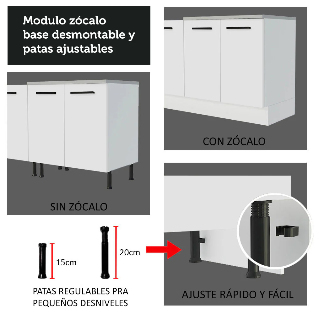 Kit con 2 Gabinetes Bajos 4 Puertas 3 Cajones Blanco Agata - Image 9