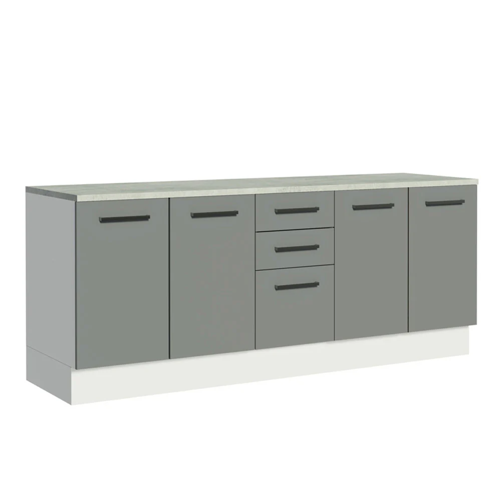 Kit con 2 Gabinetes Bajos 4 Puertas 3 Cajones Blanco/Gris Agata - Image 9