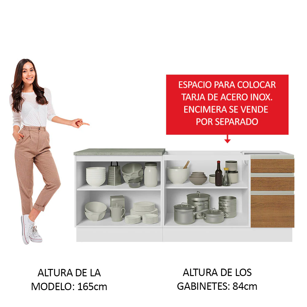 Kit con 2 Bajo Mesada de Cocina 200cm Madesa Glamy BM - Image 4
