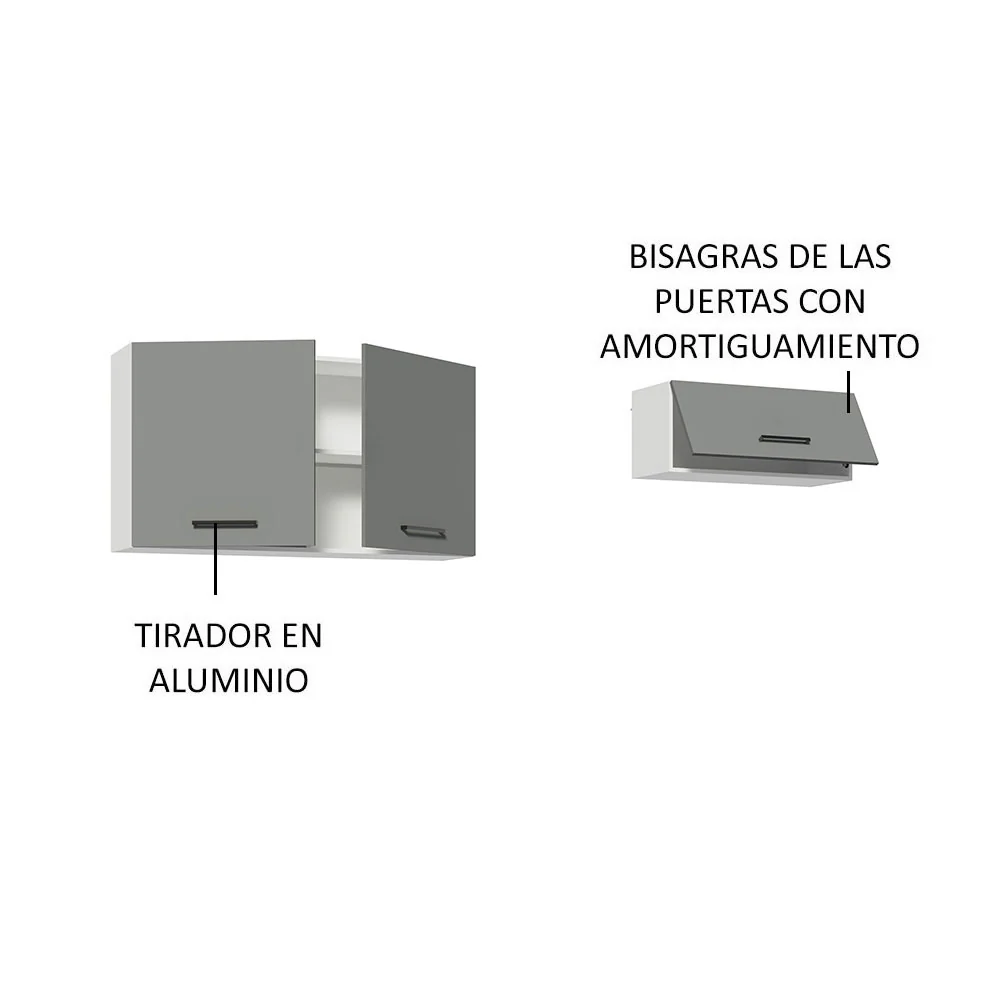 Kit con 2 Gabinetes Superiores 3 Puertas Blanco/Gris Agata - Image 4