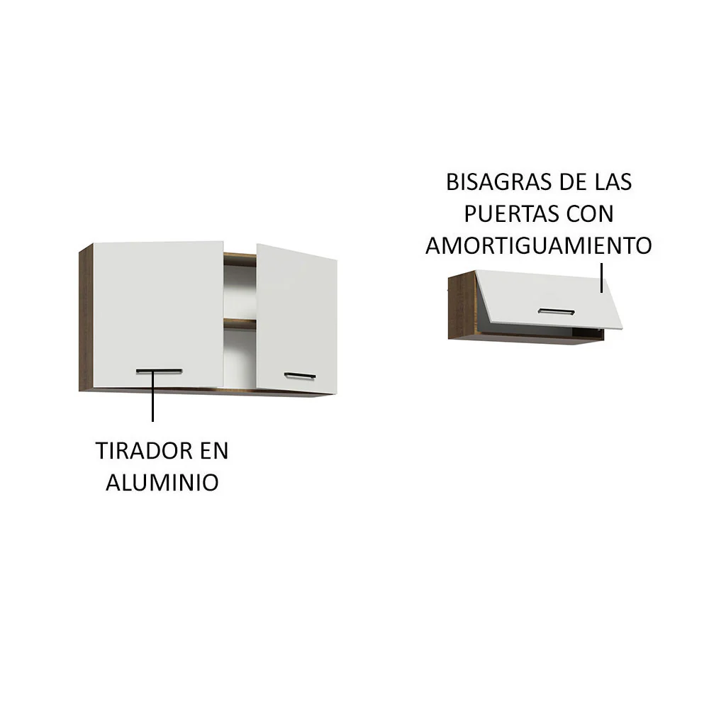 Kit con 2 Gabinetes superiores 3 Puertas Marrón/Blanco Agata - Image 4