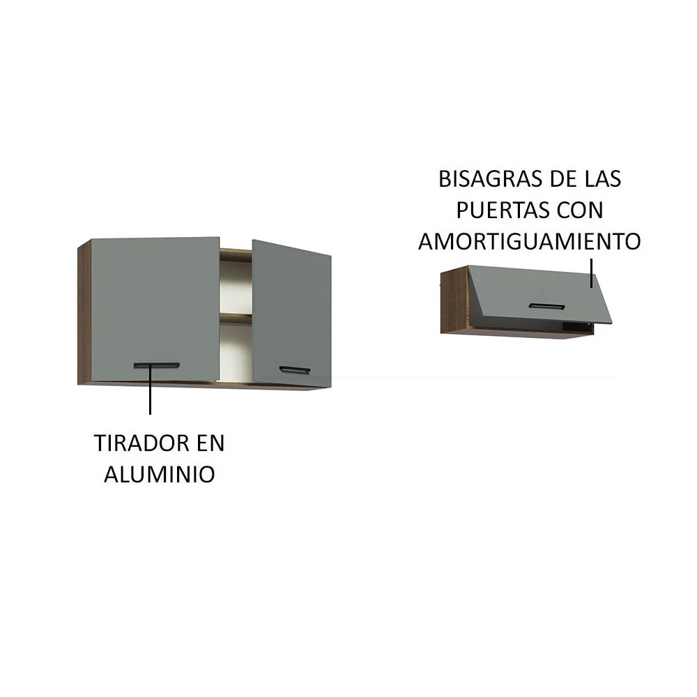 Kit con 2 Gabinetes Superiores 3 Puertas Marrón/Gris Agata - Image 4