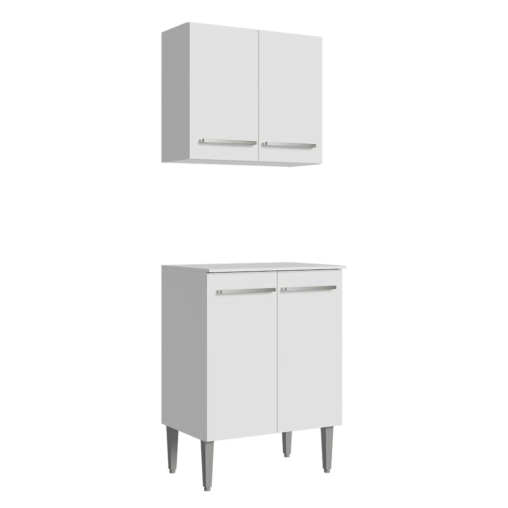 Kit con Alacena e Bajo Mesada 64cm Blanco Emilly Madesa