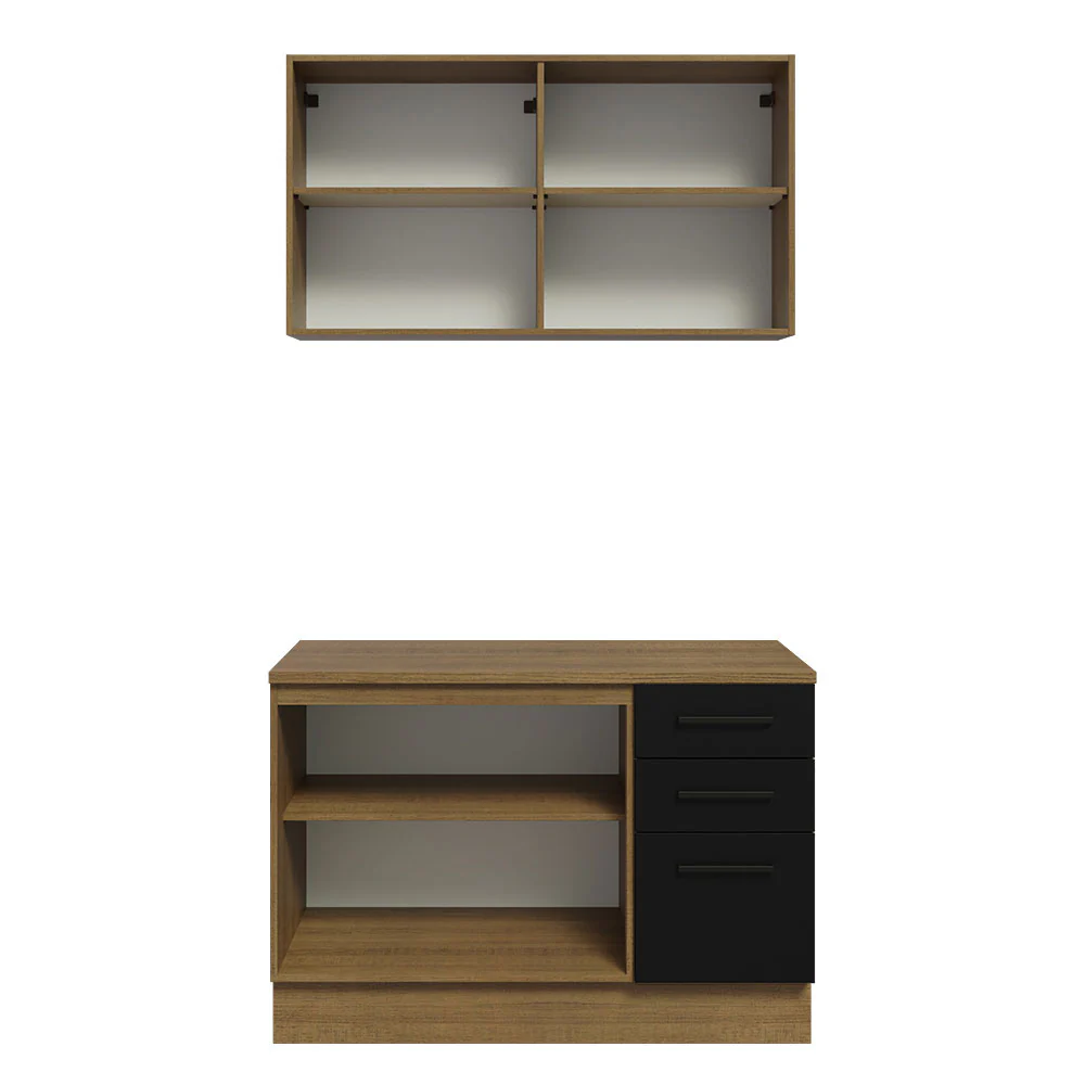 Kit con Bajo Mesada e Alacena Multiuso 120cm Marrón/Negro Agata Madesa - Image 4