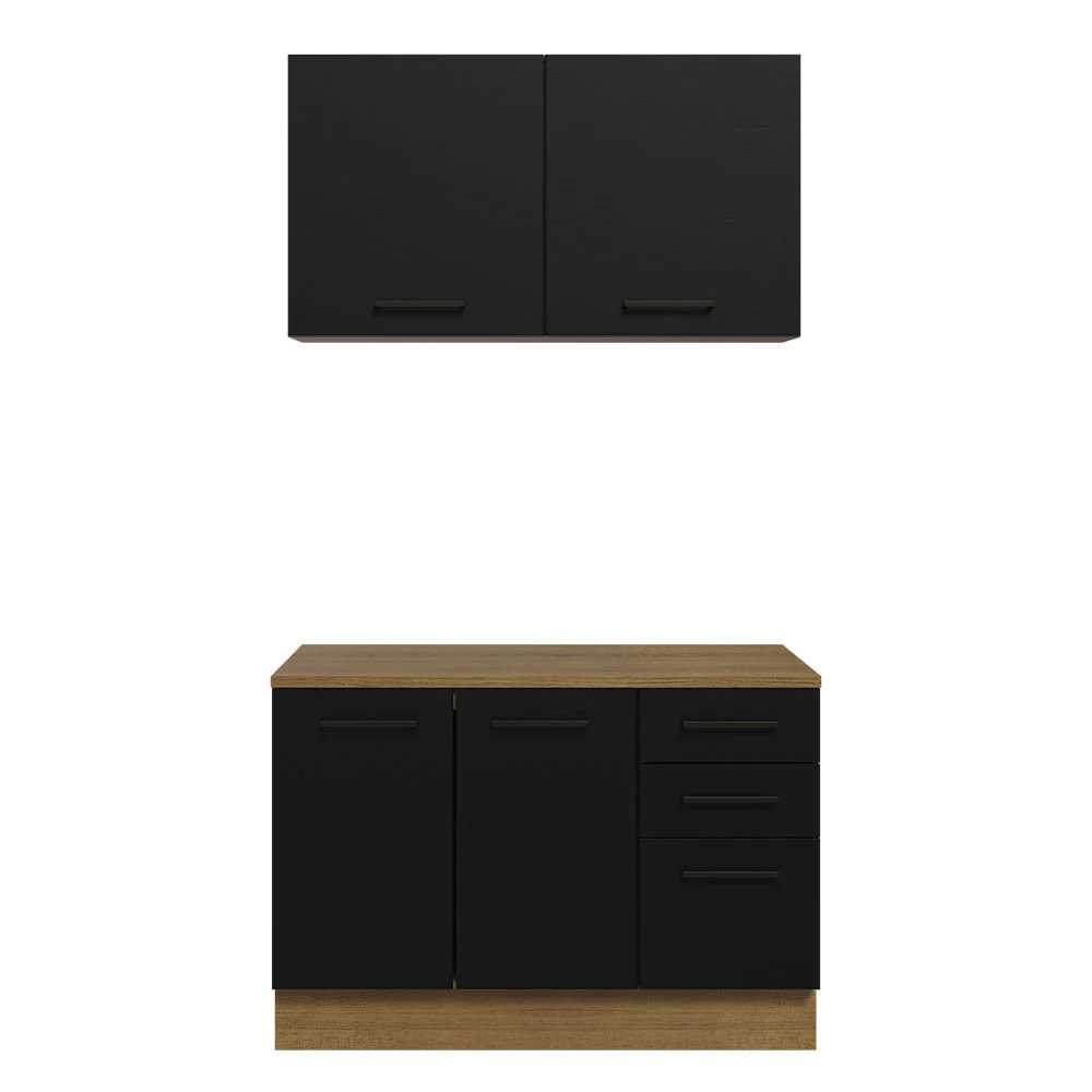 Kit con Bajo Mesada e Alacena Multiuso 120cm Marrón/Negro Agata Madesa - Image 7