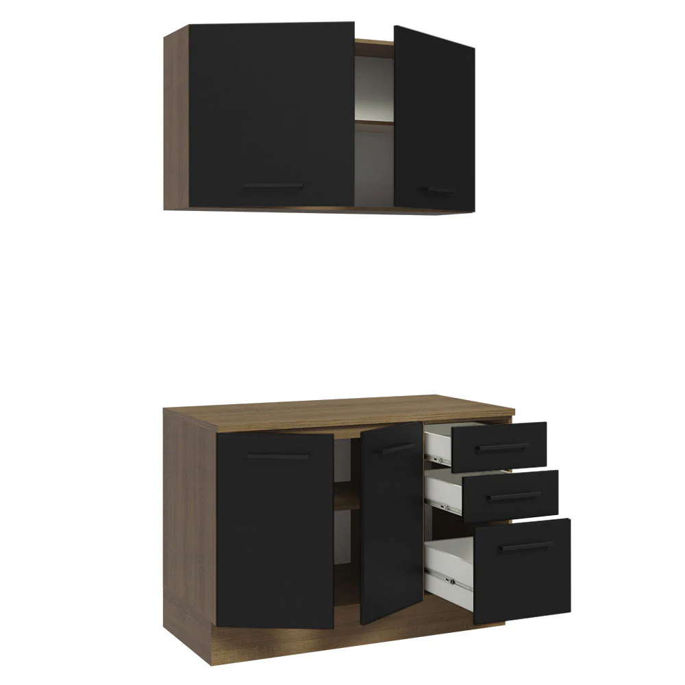 Kit con Bajo Mesada e Alacena Multiuso 120cm Marrón/Negro Agata Madesa - Image 8