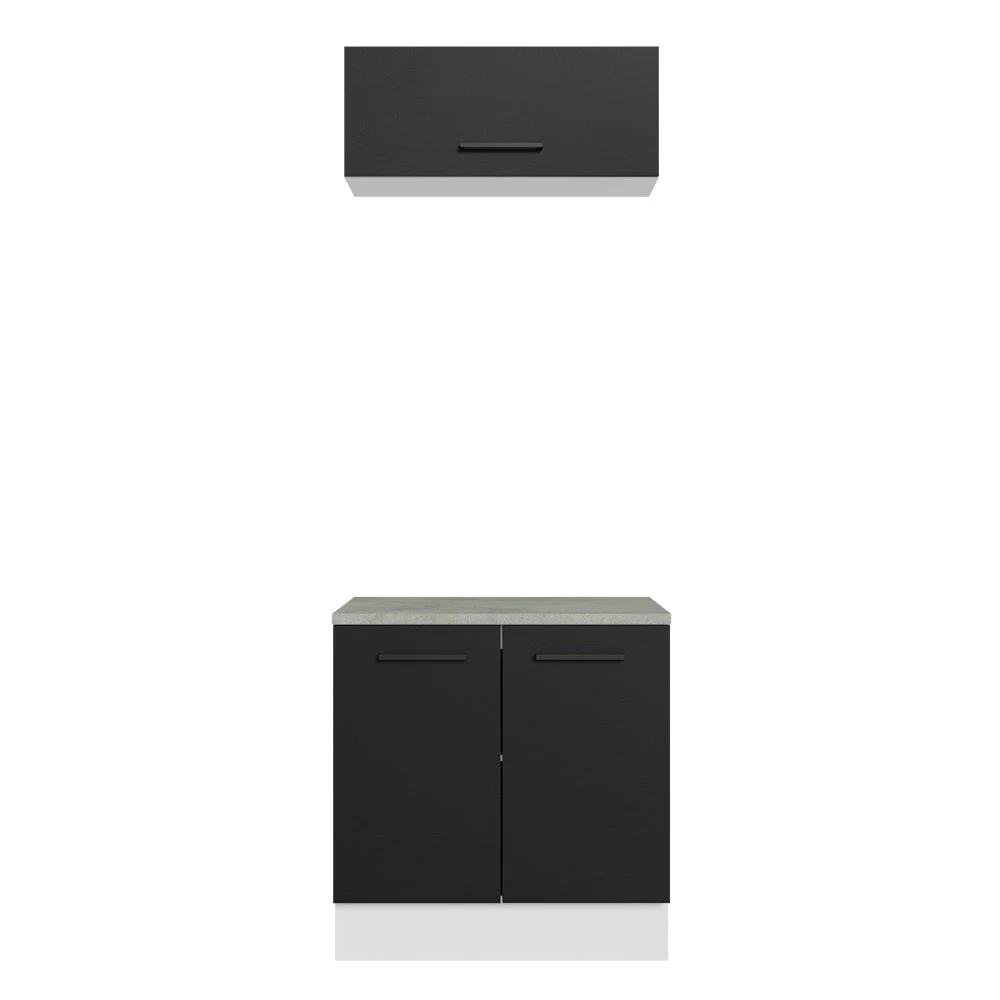 Kit con Bajo Mesada e Alacena Multiuso 80cm Blanco/Negro Agata Madesa - Image 5