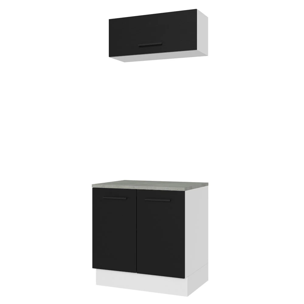 Kit con Bajo Mesada e Alacena Multiuso 80cm Blanco/Negro Agata Madesa - Image 6