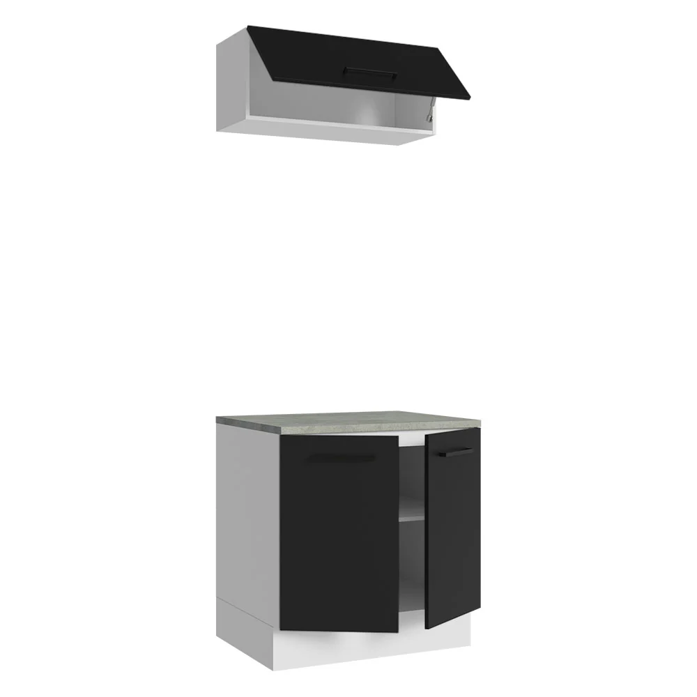 Kit con Bajo Mesada e Alacena Multiuso 80cm Blanco/Negro Agata Madesa - Image 7