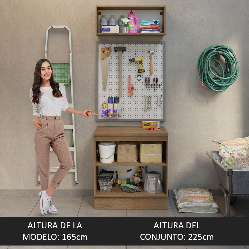 Kit con Bajo Mesada e Alacena Multiuso 80cm Marrón/Negro Agata Madesa - Image 5