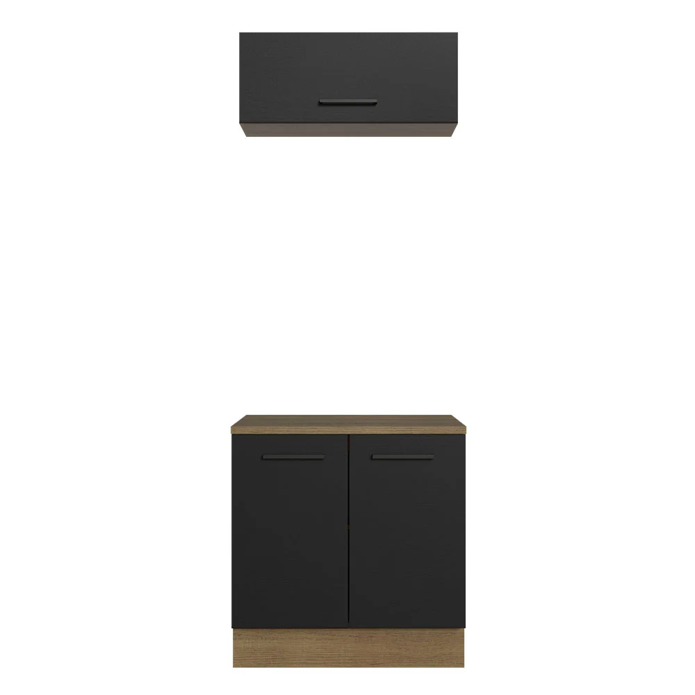 Kit con Bajo Mesada e Alacena Multiuso 80cm Marrón/Negro Agata Madesa - Image 6