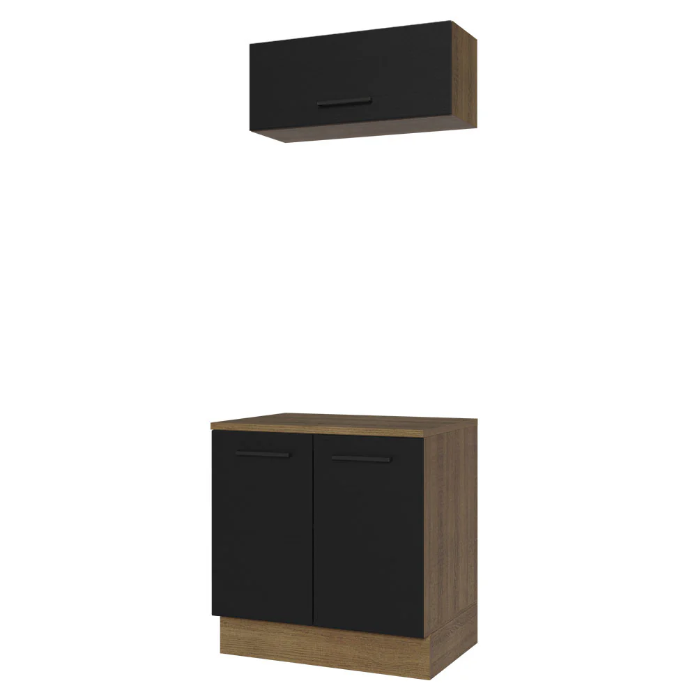 Kit con Bajo Mesada e Alacena Multiuso 80cm Marrón/Negro Agata Madesa - Image 7