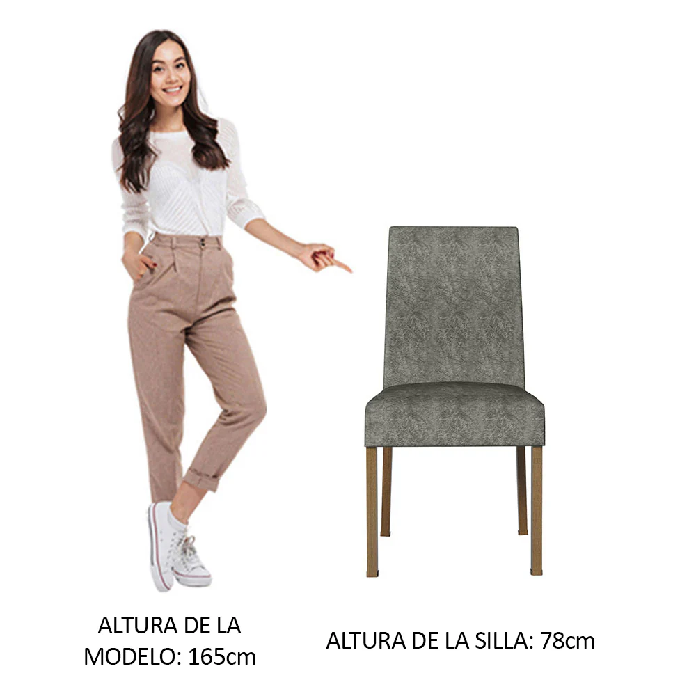 Kit de 2 Sillas de Comedor 4255 Marrón/Silver - Image 3