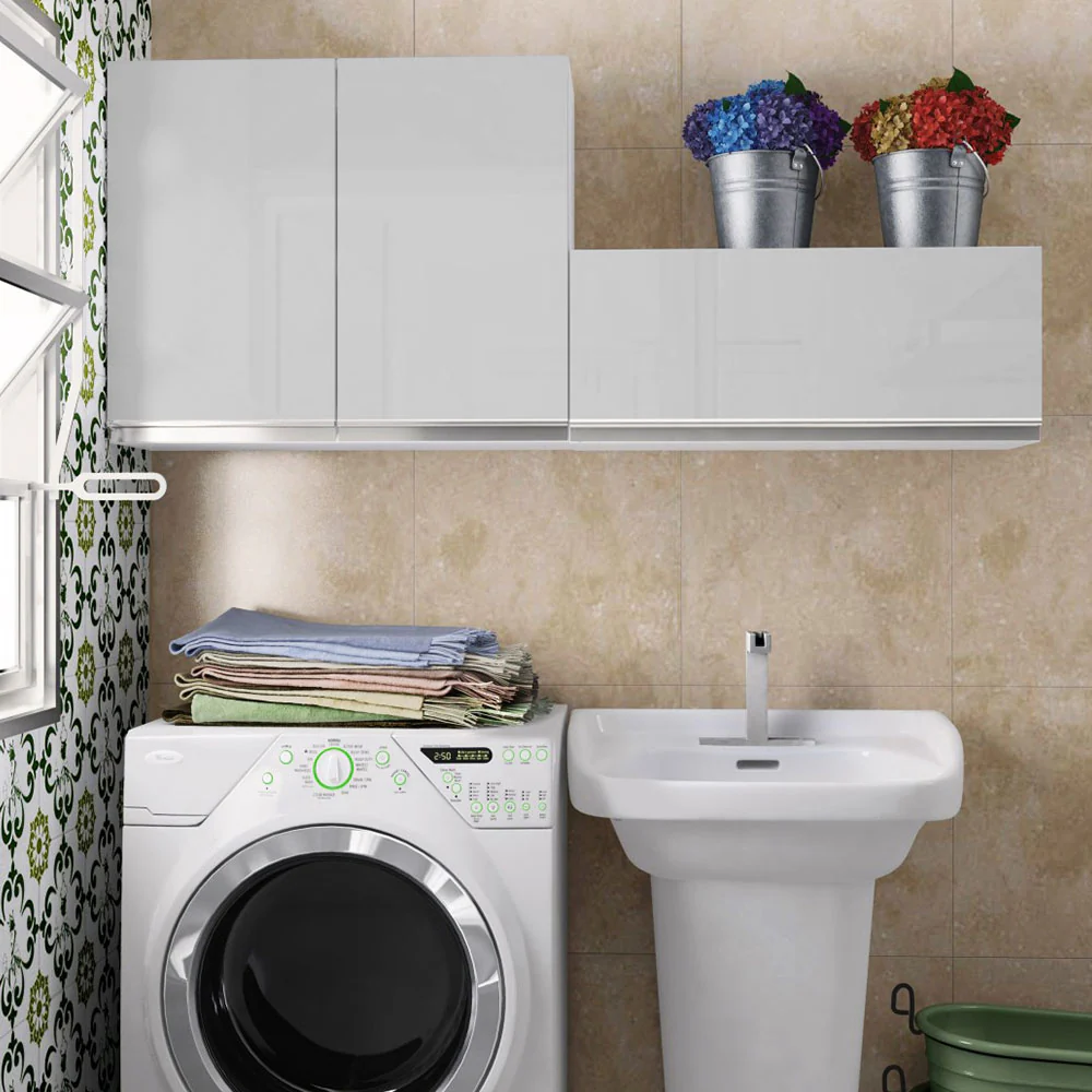 Kit Lavadero Madesa Acordes 100% MDF con 2 Alacenas Blanco Brillante