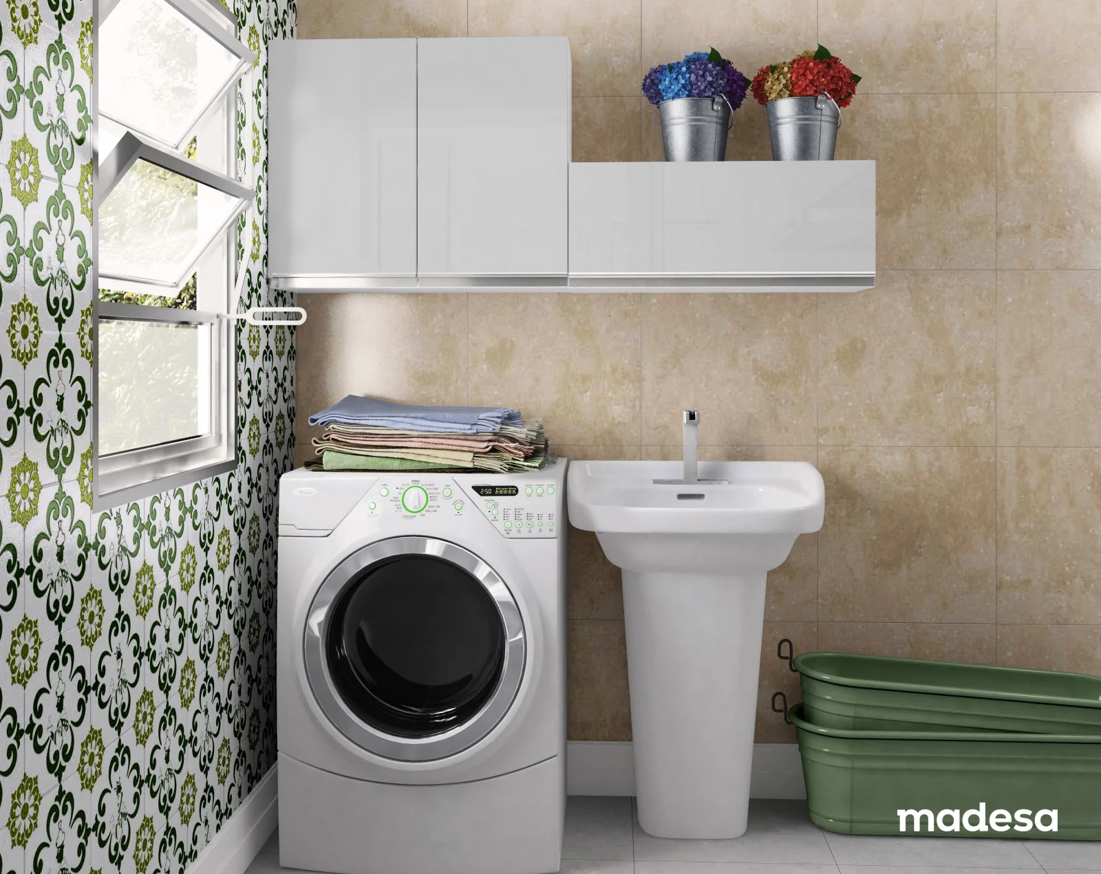 Kit Lavadero Madesa Acordes 100% MDF con 2 Alacenas Blanco Brillante - Image 10