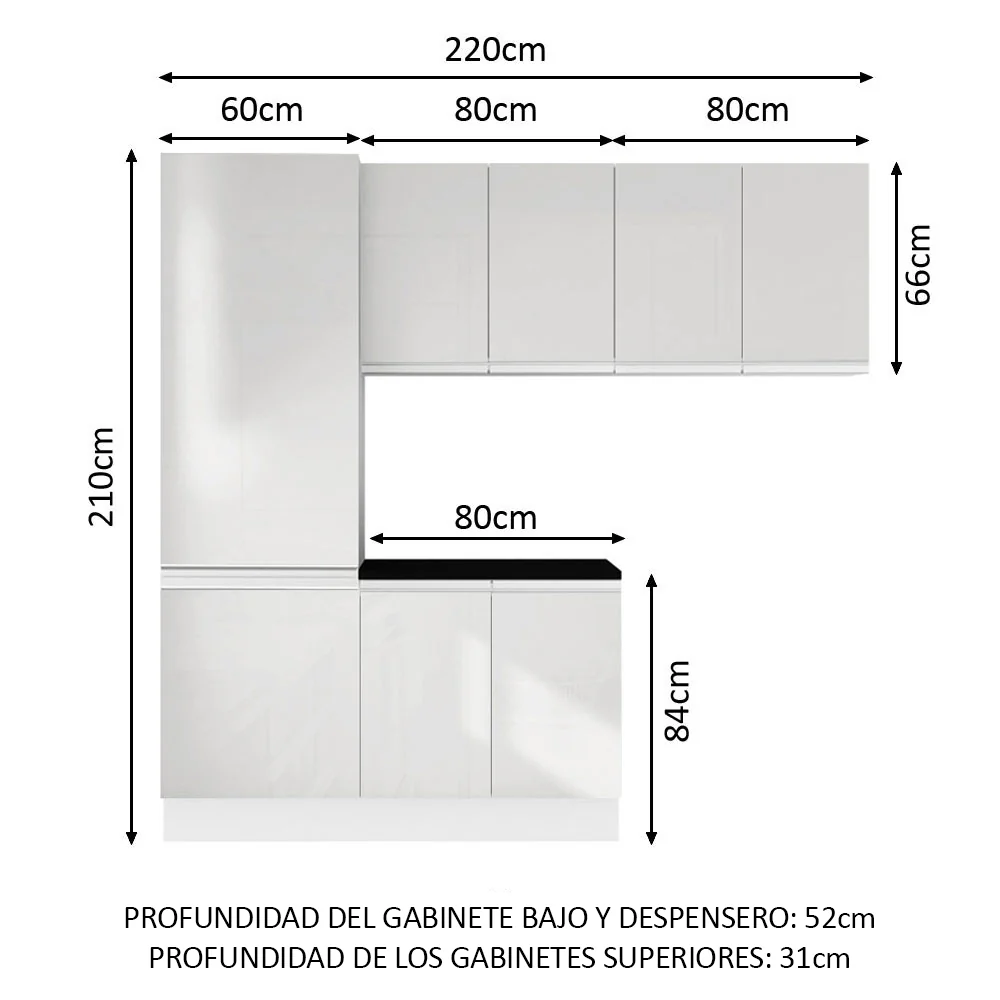 Kit Lavadero Madesa Acordes 100% MDF con Alacena, Bajo Mesada y Despensero Blanco Brillante - Image 2