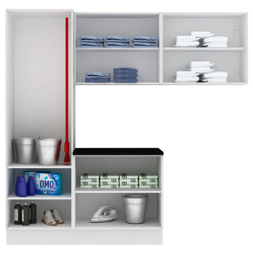 Kit Lavadero Madesa Acordes 100% MDF con Alacena, Bajo Mesada y Despensero Blanco Brillante - Image 6