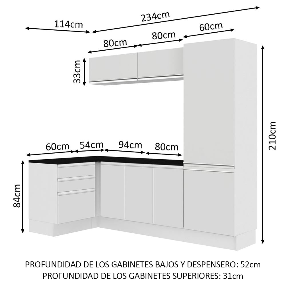 Kit Lavadero Madesa Acordes 100% MDF con Alacena, Cajonera y Bajo Mesada Esquinero Blanco Brillante - Image 2