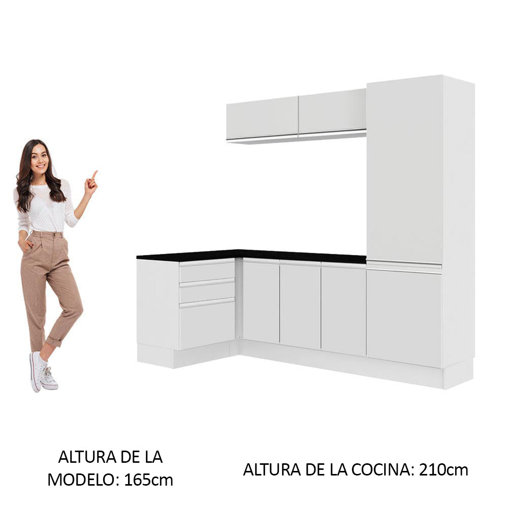 Kit Lavadero Madesa Acordes 100% MDF con Alacena, Cajonera y Bajo Mesada Esquinero Blanco Brillante - Image 4