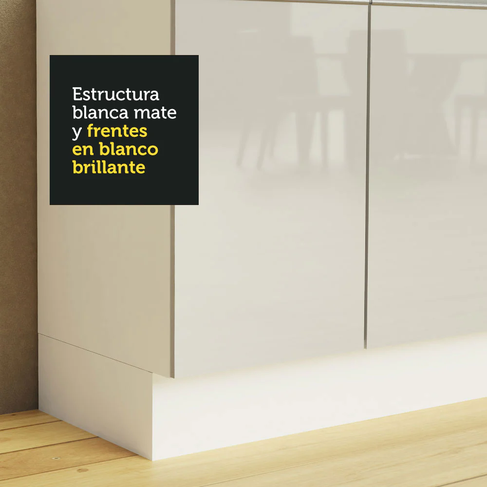 Kit Lavadero Madesa Acordes 100% MDF con Alacena, Cajonera y Bajo Mesada Esquinero Blanco Brillante - Image 5